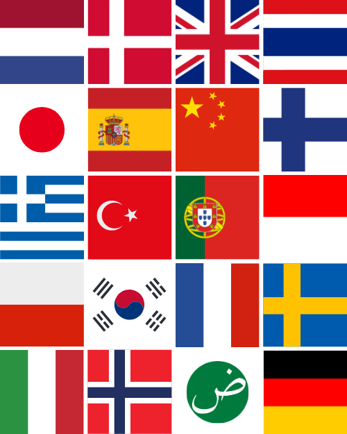 Illustration med de mere end 20 sprog MBTI udbydes på