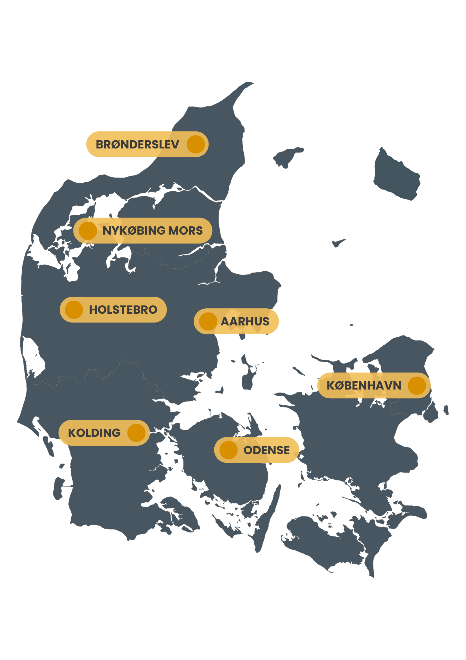 Danmarkskort med Human House-kontorer
